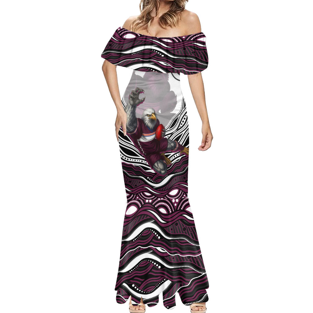 Personalized Manly Warringah Sea Eagles Mermaid Dress Aboriginal Dot Art - Dreamtime Rugby Mascot