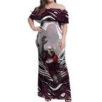 Personalized Manly Warringah Sea Eagles Off Shoulder Maxi Dress Aboriginal Dot Art - Dreamtime Rugby Mascot