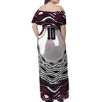 Personalized Manly Warringah Sea Eagles Off Shoulder Maxi Dress Aboriginal Dot Art - Dreamtime Rugby Mascot