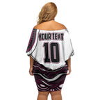 Personalized Manly Warringah Sea Eagles Off Shoulder Short Dress Aboriginal Dot Art - Dreamtime Rugby Mascot