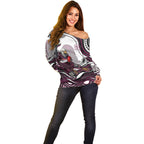Personalized Manly Warringah Sea Eagles Off Shoulder Sweater Aboriginal Dot Art - Dreamtime Rugby Mascot