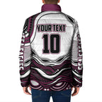Personalized Manly Warringah Sea Eagles Padded Jacket Aboriginal Dot Art - Dreamtime Rugby Mascot