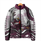 Personalized Manly Warringah Sea Eagles Padded Jacket Aboriginal Dot Art - Dreamtime Rugby Mascot