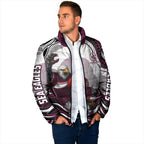 Personalized Manly Warringah Sea Eagles Padded Jacket Aboriginal Dot Art - Dreamtime Rugby Mascot