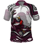 Personalized Manly Warringah Sea Eagles Polo Shirt Aboriginal Dot Art - Dreamtime Rugby Mascot