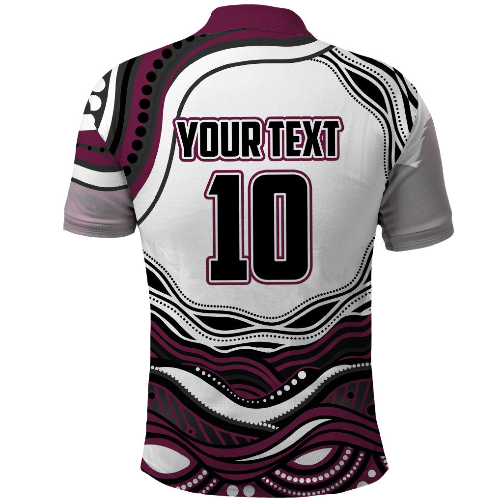 Personalized Manly Warringah Sea Eagles Polo Shirt Aboriginal Dot Art - Dreamtime Rugby Mascot