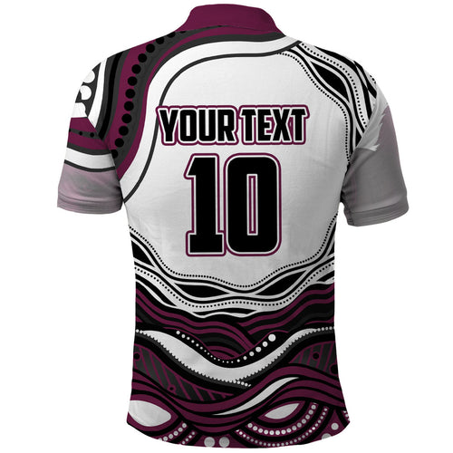 Personalized Manly Warringah Sea Eagles Polo Shirt Aboriginal Dot Art - Dreamtime Rugby Mascot
