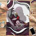 Personalized Manly Warringah Sea Eagles Puzzle Aboriginal Dot Art - Dreamtime Rugby Mascot