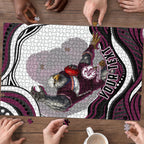 Personalized Manly Warringah Sea Eagles Puzzle Aboriginal Dot Art - Dreamtime Rugby Mascot