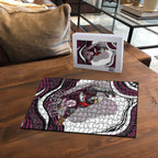 Personalized Manly Warringah Sea Eagles Puzzle Aboriginal Dot Art - Dreamtime Rugby Mascot