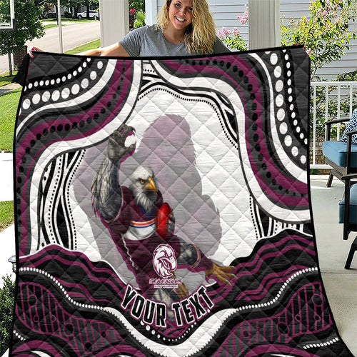 Personalized Manly Warringah Sea Eagles Quilt Aboriginal Dot Art - Dreamtime Rugby Mascot