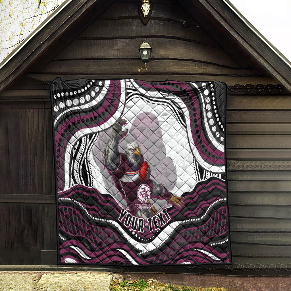 Personalized Manly Warringah Sea Eagles Quilt Aboriginal Dot Art - Dreamtime Rugby Mascot
