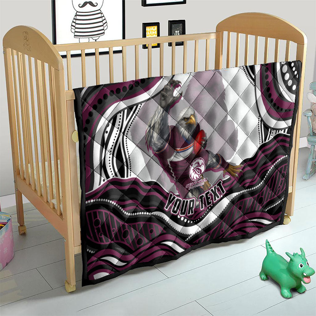 Personalized Manly Warringah Sea Eagles Quilt Aboriginal Dot Art - Dreamtime Rugby Mascot