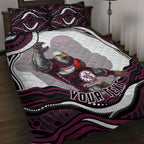 Personalized Manly Warringah Sea Eagles Quilt Bed Set Aboriginal Dot Art - Dreamtime Rugby Mascot