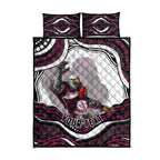 Personalized Manly Warringah Sea Eagles Quilt Bed Set Aboriginal Dot Art - Dreamtime Rugby Mascot