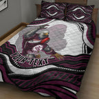 Personalized Manly Warringah Sea Eagles Quilt Bed Set Aboriginal Dot Art - Dreamtime Rugby Mascot