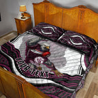 Personalized Manly Warringah Sea Eagles Quilt Bed Set Aboriginal Dot Art - Dreamtime Rugby Mascot