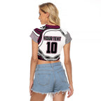 Personalized Manly Warringah Sea Eagles Raglan Cropped T Shirt Aboriginal Dot Art - Dreamtime Rugby Mascot