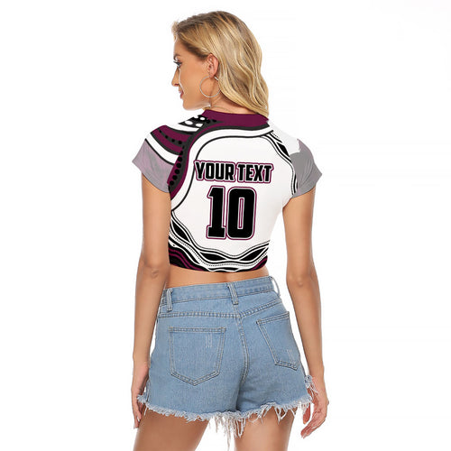 Personalized Manly Warringah Sea Eagles Raglan Cropped T Shirt Aboriginal Dot Art - Dreamtime Rugby Mascot