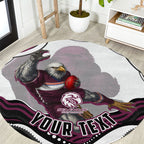 Personalized Manly Warringah Sea Eagles Round Carpet Aboriginal Dot Art - Dreamtime Rugby Mascot
