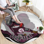 Personalized Manly Warringah Sea Eagles Round Carpet Aboriginal Dot Art - Dreamtime Rugby Mascot