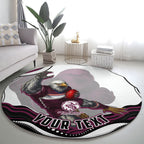 Personalized Manly Warringah Sea Eagles Round Carpet Aboriginal Dot Art - Dreamtime Rugby Mascot