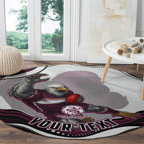 Personalized Manly Warringah Sea Eagles Round Carpet Aboriginal Dot Art - Dreamtime Rugby Mascot