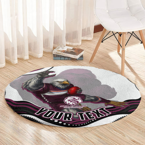 Personalized Manly Warringah Sea Eagles Round Carpet Aboriginal Dot Art - Dreamtime Rugby Mascot