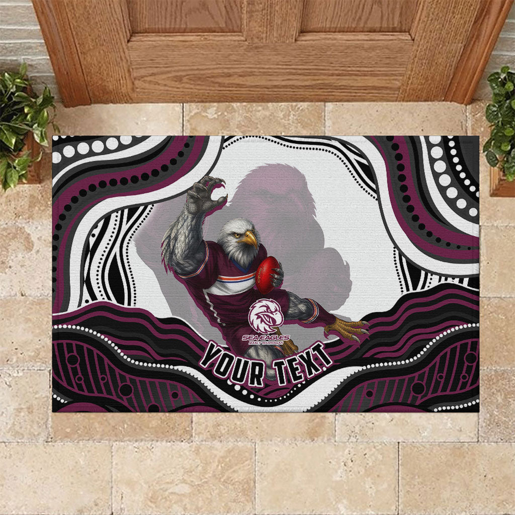 Personalized Manly Warringah Sea Eagles Rubber Doormat Aboriginal Dot Art - Dreamtime Rugby Mascot