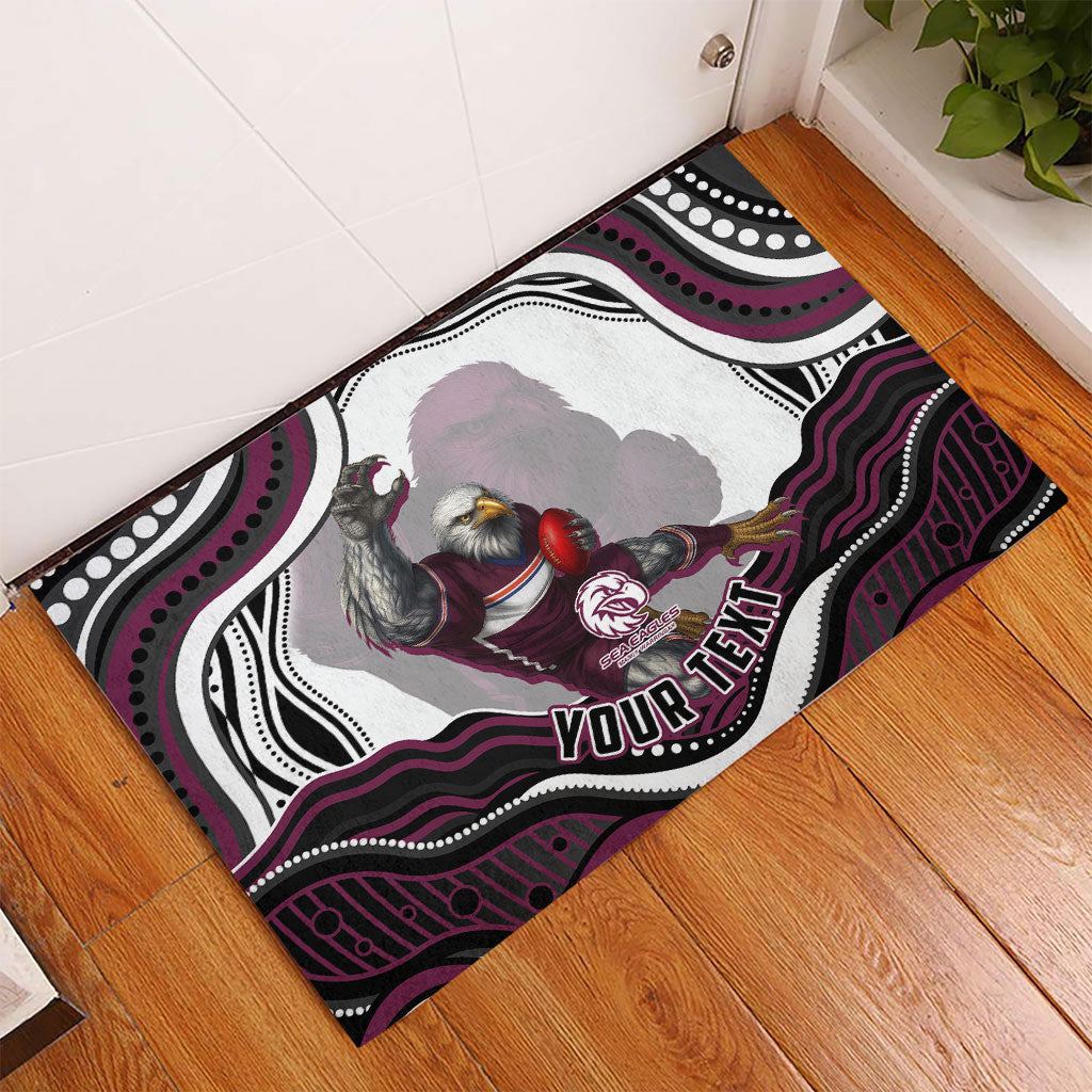 Personalized Manly Warringah Sea Eagles Rubber Doormat Aboriginal Dot Art - Dreamtime Rugby Mascot