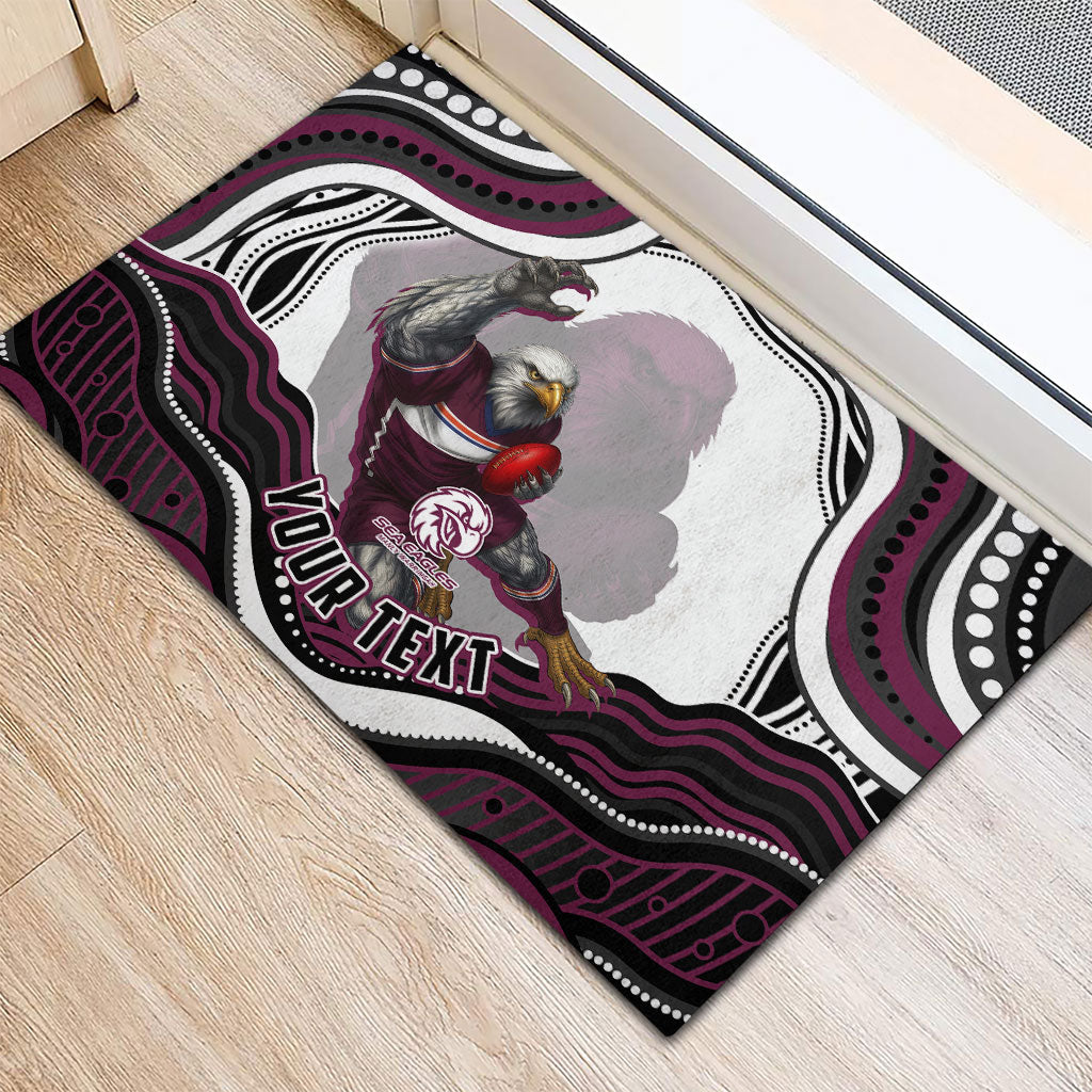 Personalized Manly Warringah Sea Eagles Rubber Doormat Aboriginal Dot Art - Dreamtime Rugby Mascot
