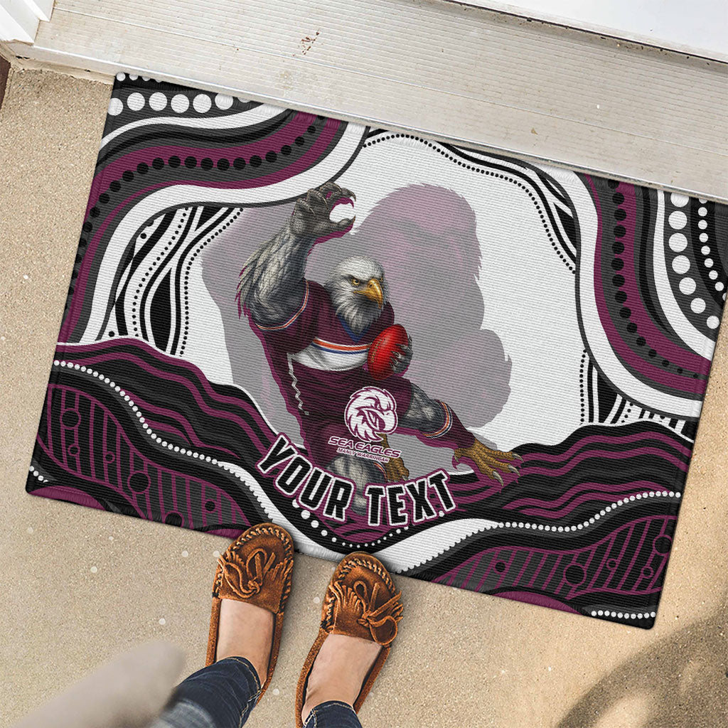 Personalized Manly Warringah Sea Eagles Rubber Doormat Aboriginal Dot Art - Dreamtime Rugby Mascot
