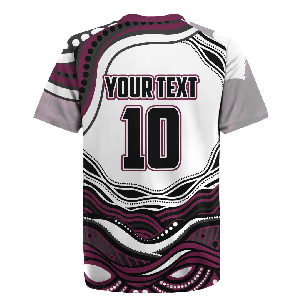 Personalized Manly Warringah Sea Eagles Rugby Jersey Aboriginal Dot Art - Dreamtime Rugby Mascot