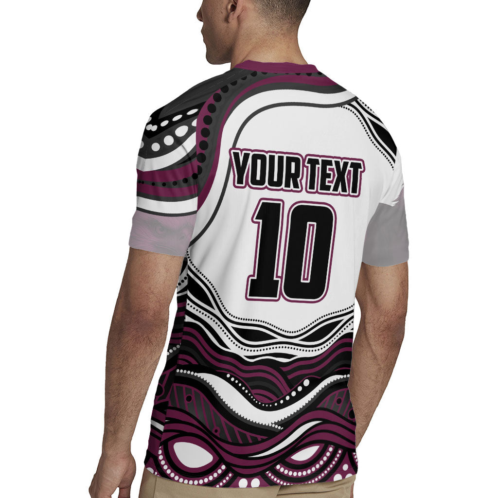 Personalized Manly Warringah Sea Eagles Rugby Jersey Aboriginal Dot Art - Dreamtime Rugby Mascot