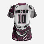 Personalized Manly Warringah Sea Eagles Scrub Top Aboriginal Dot Art - Dreamtime Rugby Mascot