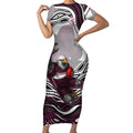 Personalized Manly Warringah Sea Eagles Short Sleeve Bodycon Dress Aboriginal Dot Art - Dreamtime Rugby Mascot