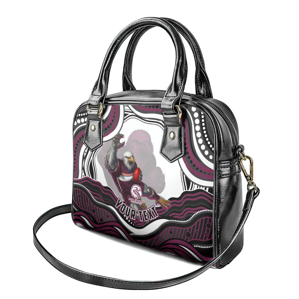 Personalized Manly Warringah Sea Eagles Shoulder Handbag Aboriginal Dot Art - Dreamtime Rugby Mascot