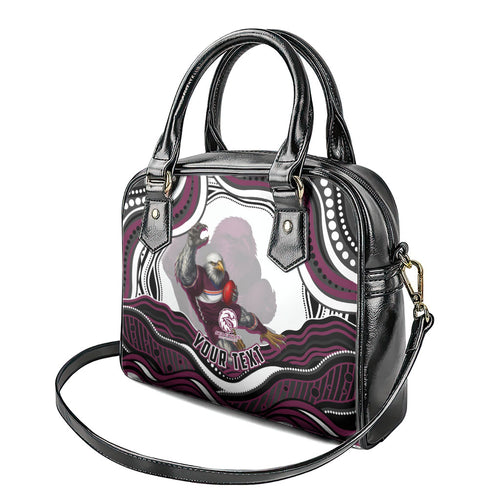 Personalized Manly Warringah Sea Eagles Shoulder Handbag Aboriginal Dot Art - Dreamtime Rugby Mascot