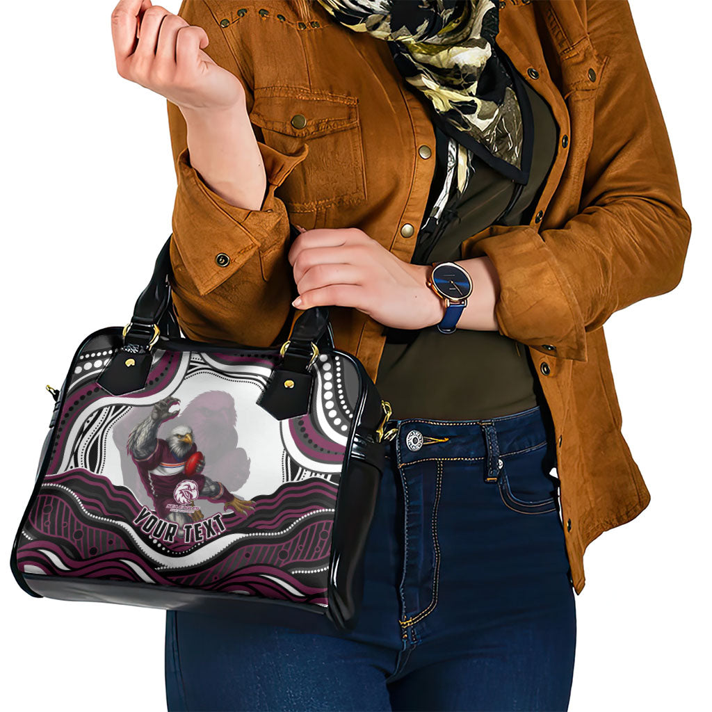 Personalized Manly Warringah Sea Eagles Shoulder Handbag Aboriginal Dot Art - Dreamtime Rugby Mascot