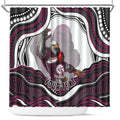 Personalized Manly Warringah Sea Eagles Shower Curtain Aboriginal Dot Art - Dreamtime Rugby Mascot