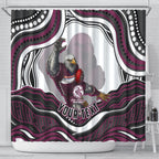 Personalized Manly Warringah Sea Eagles Shower Curtain Aboriginal Dot Art - Dreamtime Rugby Mascot