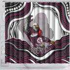 Personalized Manly Warringah Sea Eagles Shower Curtain Aboriginal Dot Art - Dreamtime Rugby Mascot