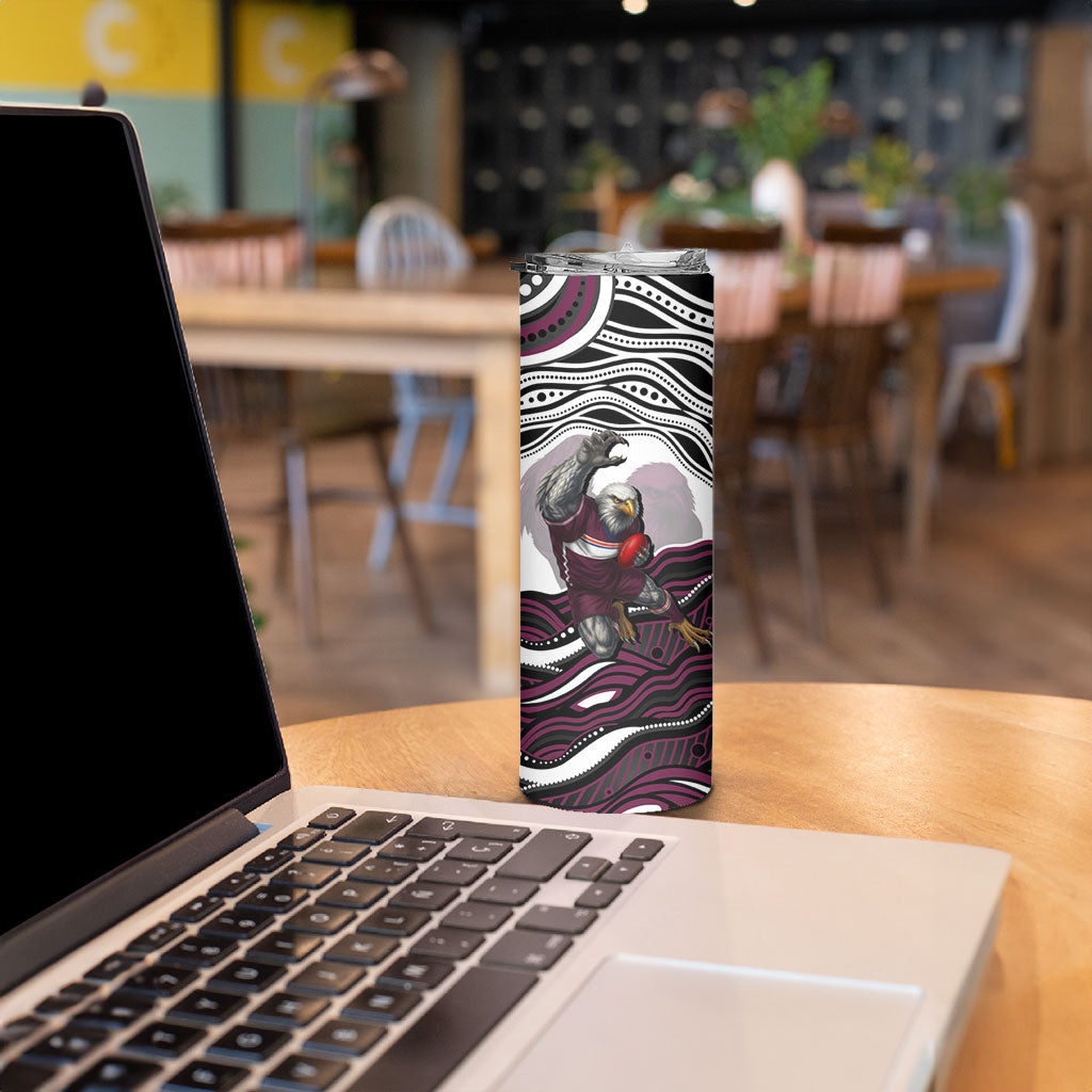 Personalized Manly Warringah Sea Eagles Skinny Tumbler Aboriginal Dot Art - Dreamtime Rugby Mascot