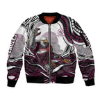 Personalized Manly Warringah Sea Eagles Sleeve Zip Bomber Jacket Aboriginal Dot Art - Dreamtime Rugby Mascot
