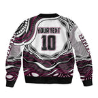 Personalized Manly Warringah Sea Eagles Sleeve Zip Bomber Jacket Aboriginal Dot Art - Dreamtime Rugby Mascot
