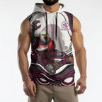 Personalized Manly Warringah Sea Eagles Sleeveless Hoodie Aboriginal Dot Art - Dreamtime Rugby Mascot