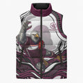 Personalized Manly Warringah Sea Eagles Sleeveless Puffer Jacket Aboriginal Dot Art - Dreamtime Rugby Mascot