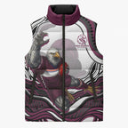 Personalized Manly Warringah Sea Eagles Sleeveless Puffer Jacket Aboriginal Dot Art - Dreamtime Rugby Mascot