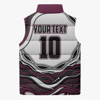 Personalized Manly Warringah Sea Eagles Sleeveless Puffer Jacket Aboriginal Dot Art - Dreamtime Rugby Mascot