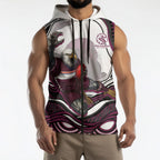 Personalized Manly Warringah Sea Eagles Sleeveless Zip Hoodie Aboriginal Dot Art - Dreamtime Rugby Mascot